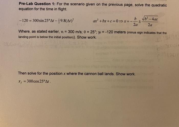 Solved Pre-Lab Question 1: For the scenario given on the | Chegg.com