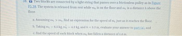 Solved 38. Two Blocks Are Connected By A Light String That | Chegg.com