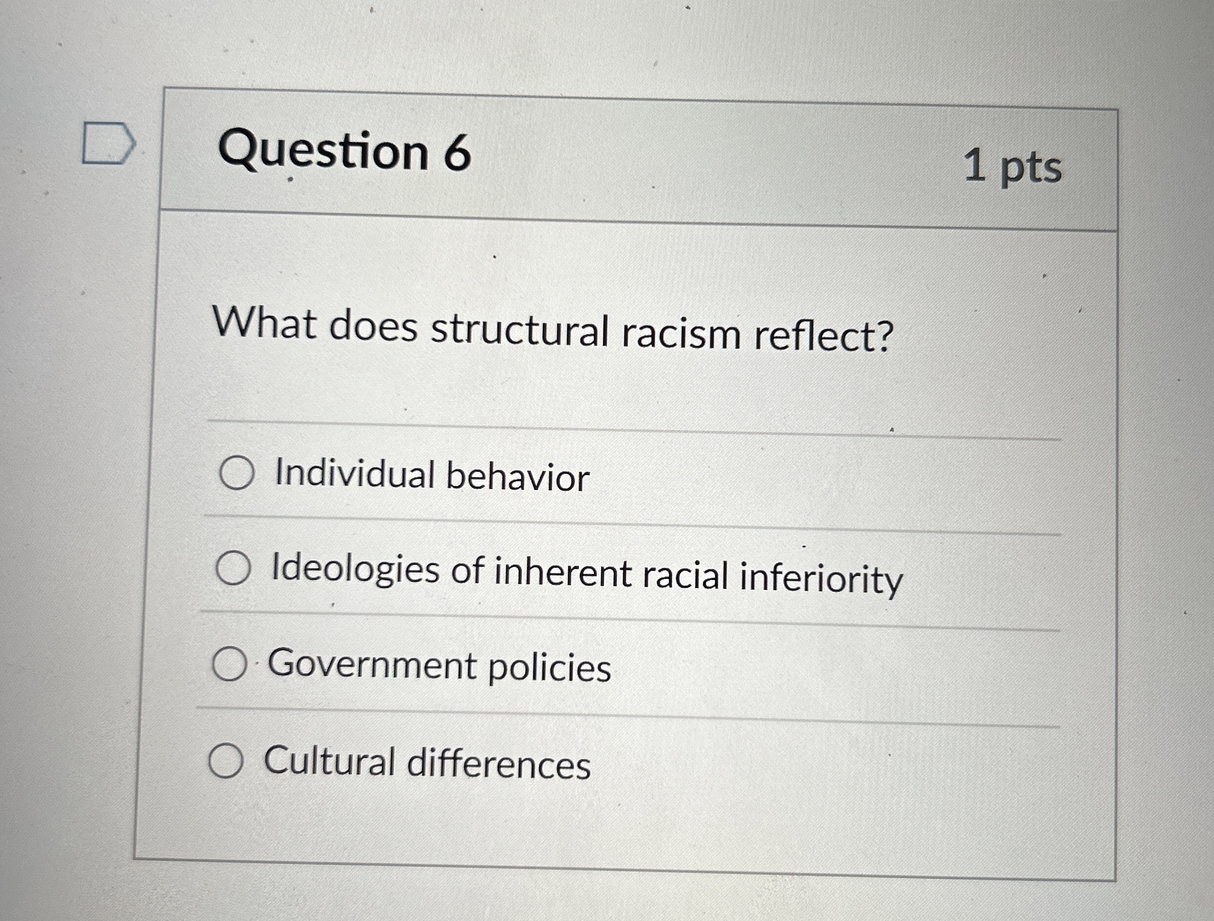 Solved Question 61 ﻿ptsWhat does structural racism | Chegg.com