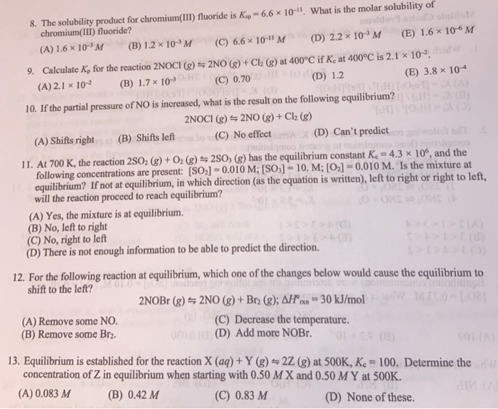 Solved 8. The solubility product for chromium(III) fluoride | Chegg.com