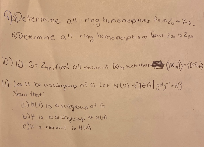 Solved 9)Determine Al Ring Homomorphisms From 2 To 26- From | Chegg.com