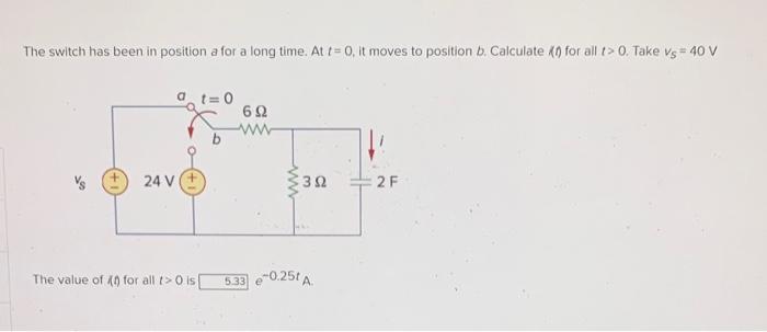 Solved The Switch Has Been In Position A For A Long Time. At | Chegg.com