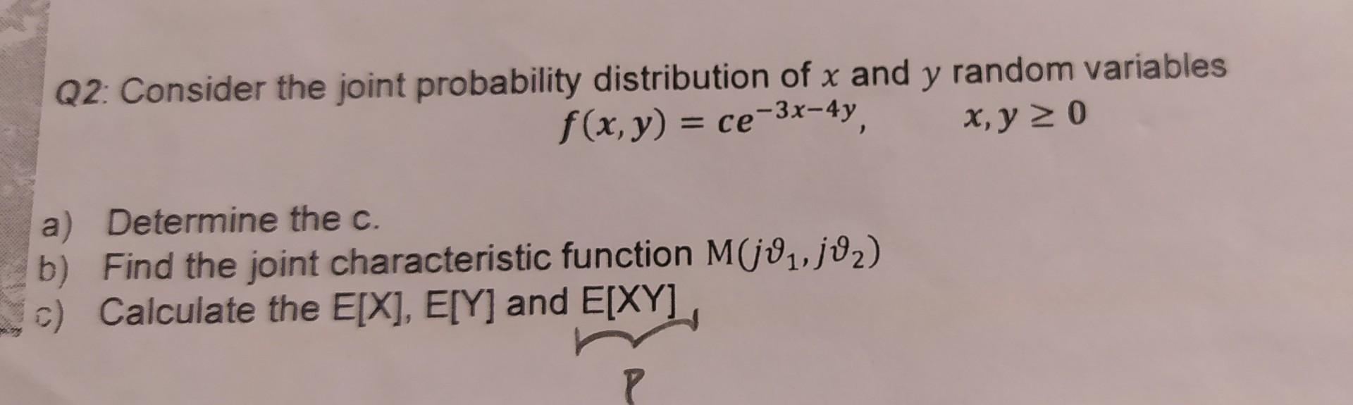 Solved Q2: Consider the joint probability distribution of x | Chegg.com