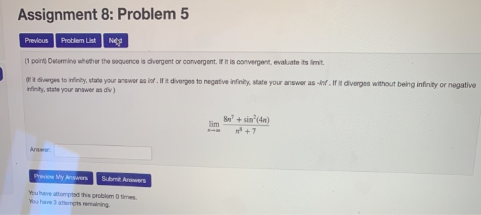 Solved Assignment 8: Problem 2 Previous Problem List Next (1 | Chegg.com