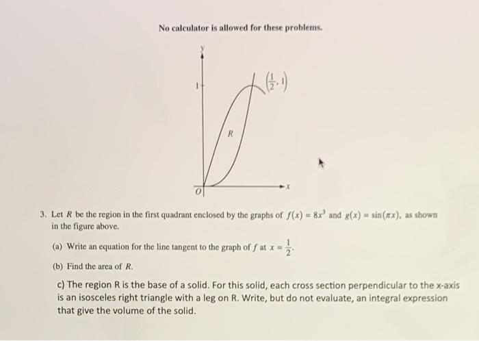 Solved No calculator is allowed for these problems. R 3. Let | Chegg.com