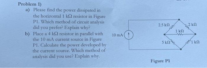 Solved Problem 1) A) Please Find The Power Dissipated In The | Chegg.com