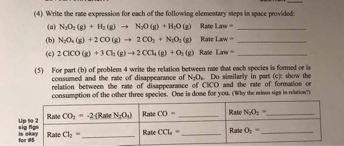Solved (4) Write the rate expression for each of the | Chegg.com
