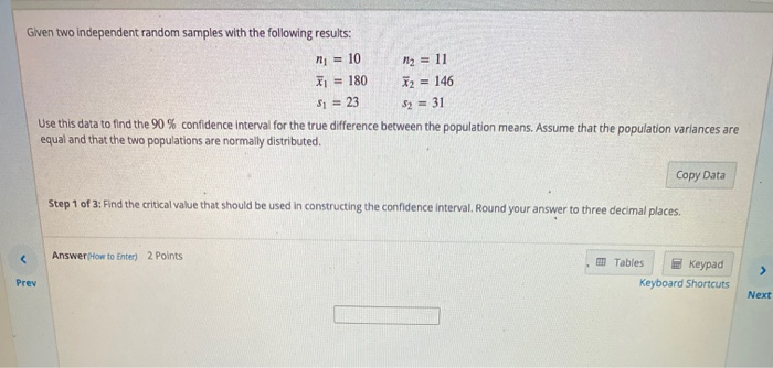 Solved Given Two Independent Random Samples With The | Chegg.com