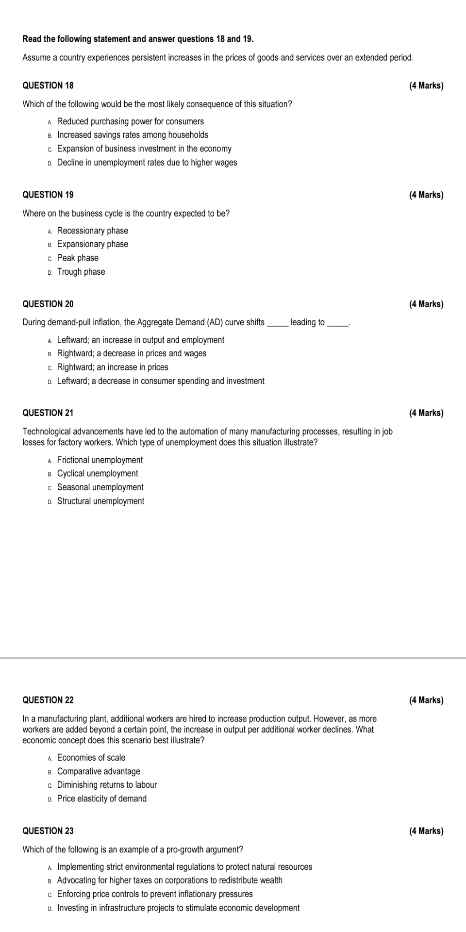 Solved Read the following statement and answer questions 18 | Chegg.com