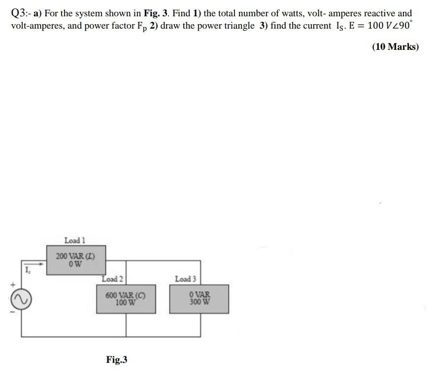 Solved Q3:- a) For the system shown in Fig. 3. Find 1) the | Chegg.com