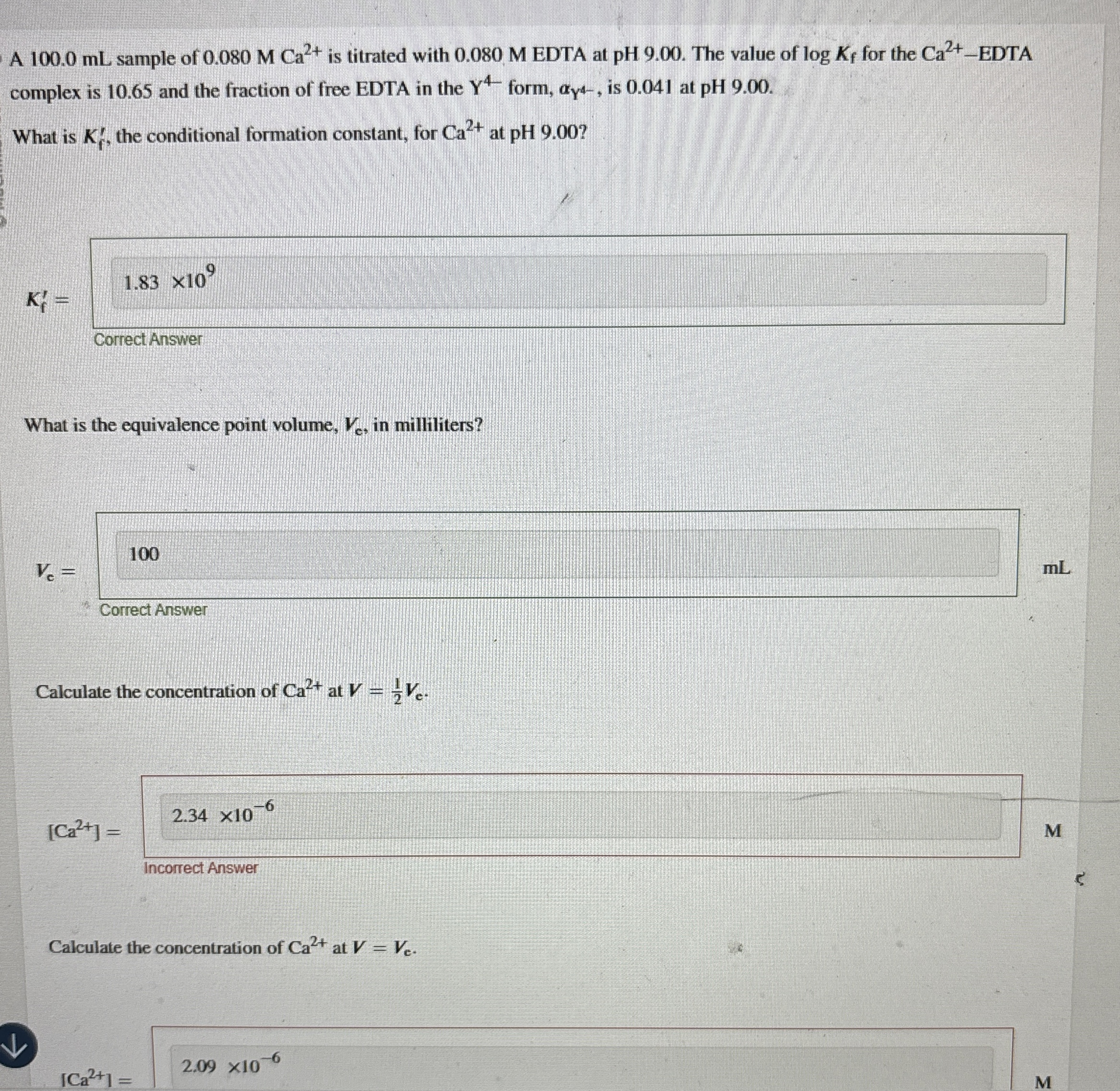 Solved A Ml Sample Of Mca Is Titrated With Chegg Com