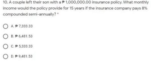 Solved 10. A couple left their son with a P 1 000 000.00 Chegg