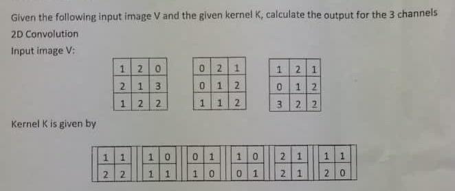 Solved Given the following input image V and the given | Chegg.com