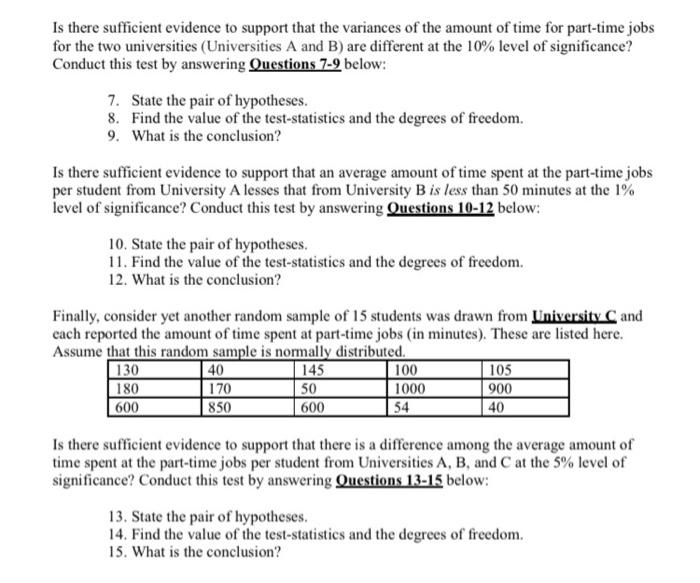 Solved Suppose that the amount of time University A students | Chegg.com