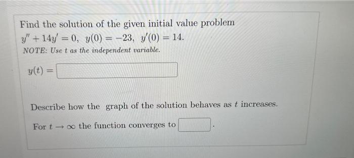 Solved Find the solution of the given initial value problem | Chegg.com