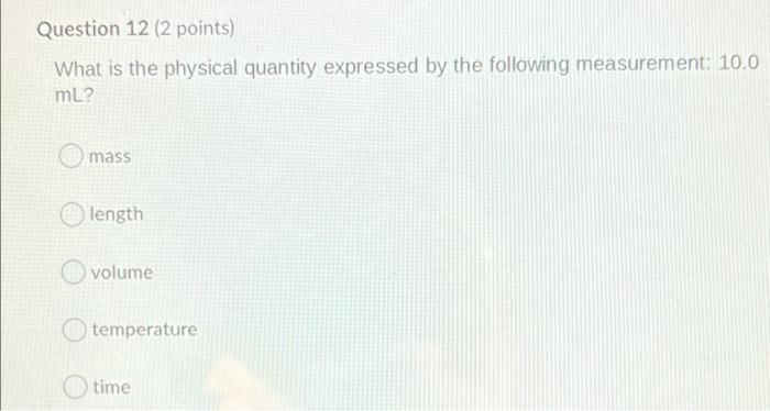 Solved Question 12 (2 Points) What Is The Physical Quantity | Chegg.com