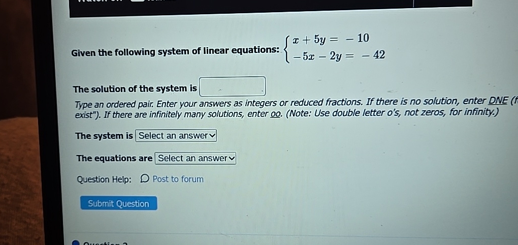 Solved Given the following system of linear equations:The | Chegg.com