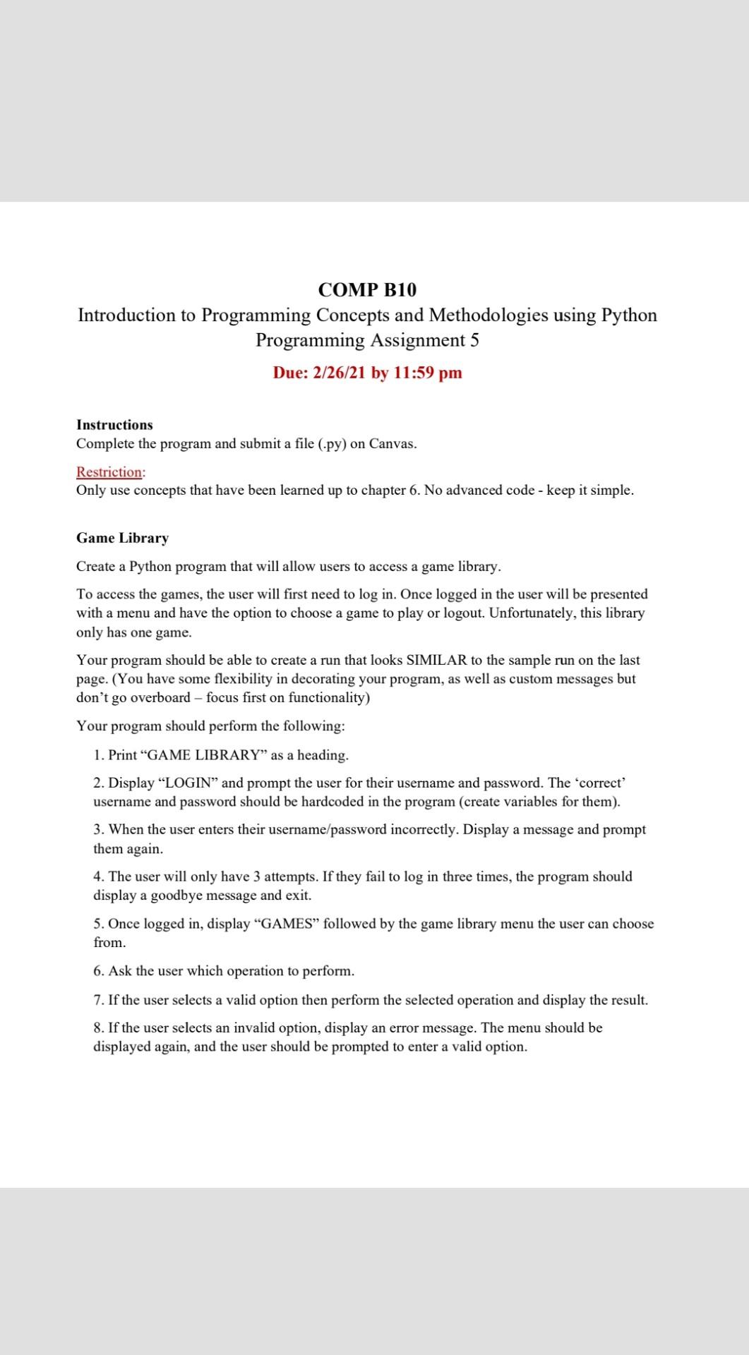 Solved i am creating a program using python having a little | Chegg.com