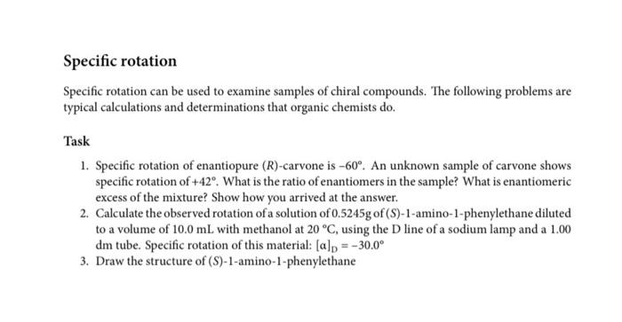 Solved Specific rotationSpecific rotation can be used to | Chegg.com