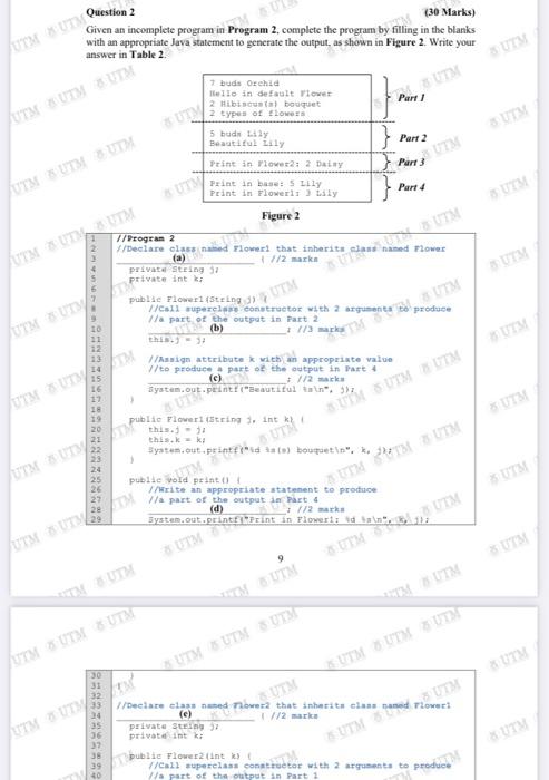 Solved UMUT Ouestion 2 Given an incomplete program in | Chegg.com