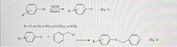 Solved Ethanol NaOH (Eq. 1) R=Cl or CN or NO2 or C(CH3)3 or | Chegg.com