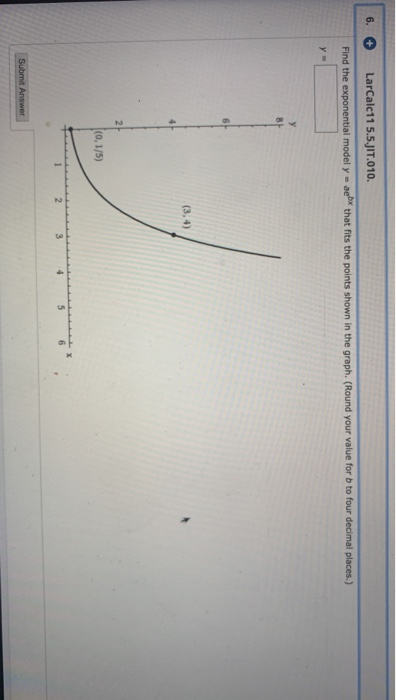 Solved 6. LarCalc11 5.5.JIT.010. Find the exponential model | Chegg.com