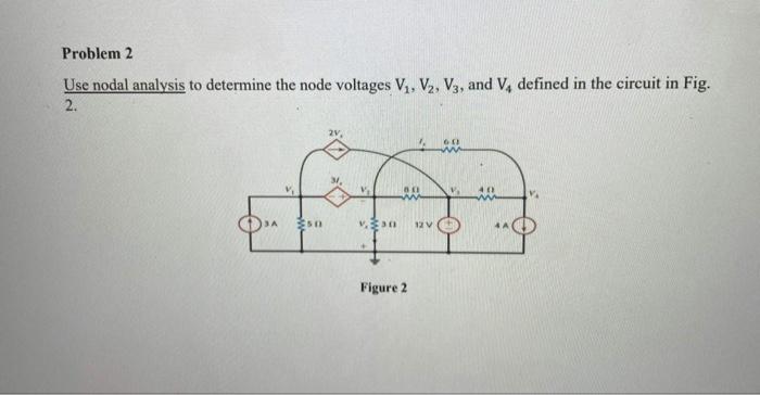 Solved Problem 2 Use nodal analysis to determine the node | Chegg.com