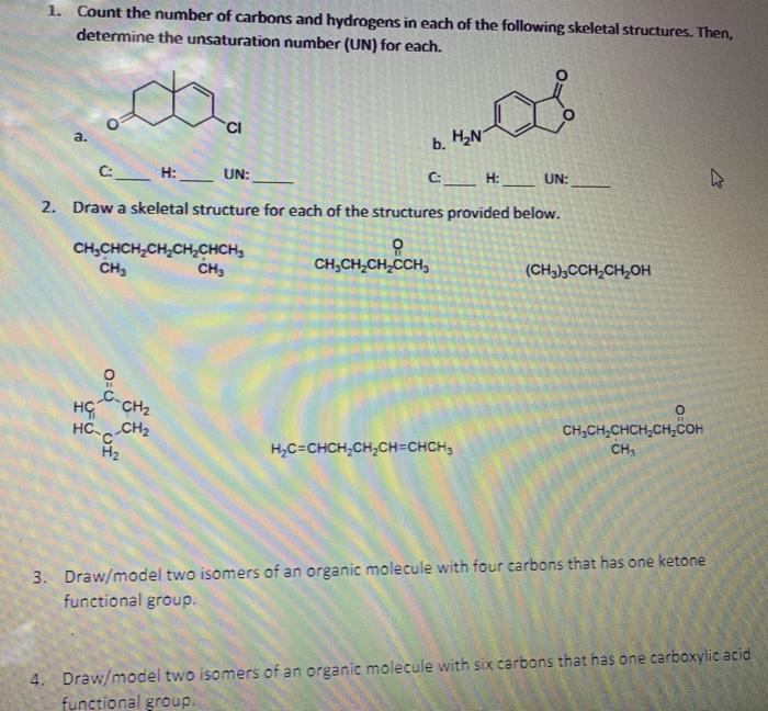 Solved 1. Count the number of carbons and hydrogens in each | Chegg.com