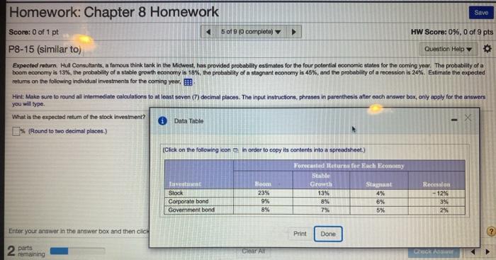 Solved Save Homework: Chapter 8 Homework Score: 0 of 1 pt 7 | Chegg.com