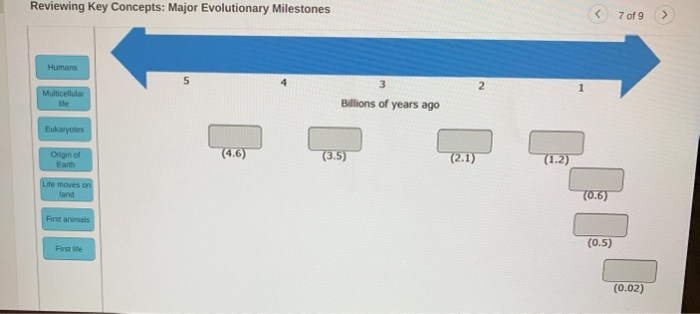 Solved Reviewing Key Concepts: Major Evolutionary Milestones | Chegg.com