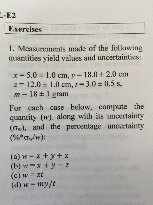 Solved L-E2 Exercises 1. Measurements made of the following | Chegg.com
