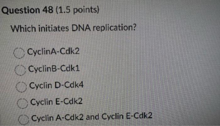 Solved Which initiates DNA replication? CyclinA-Cdk2 | Chegg.com