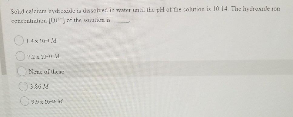 Solved Solid Calcium Hydroxide Is Dissolved In Water Until | Chegg.com