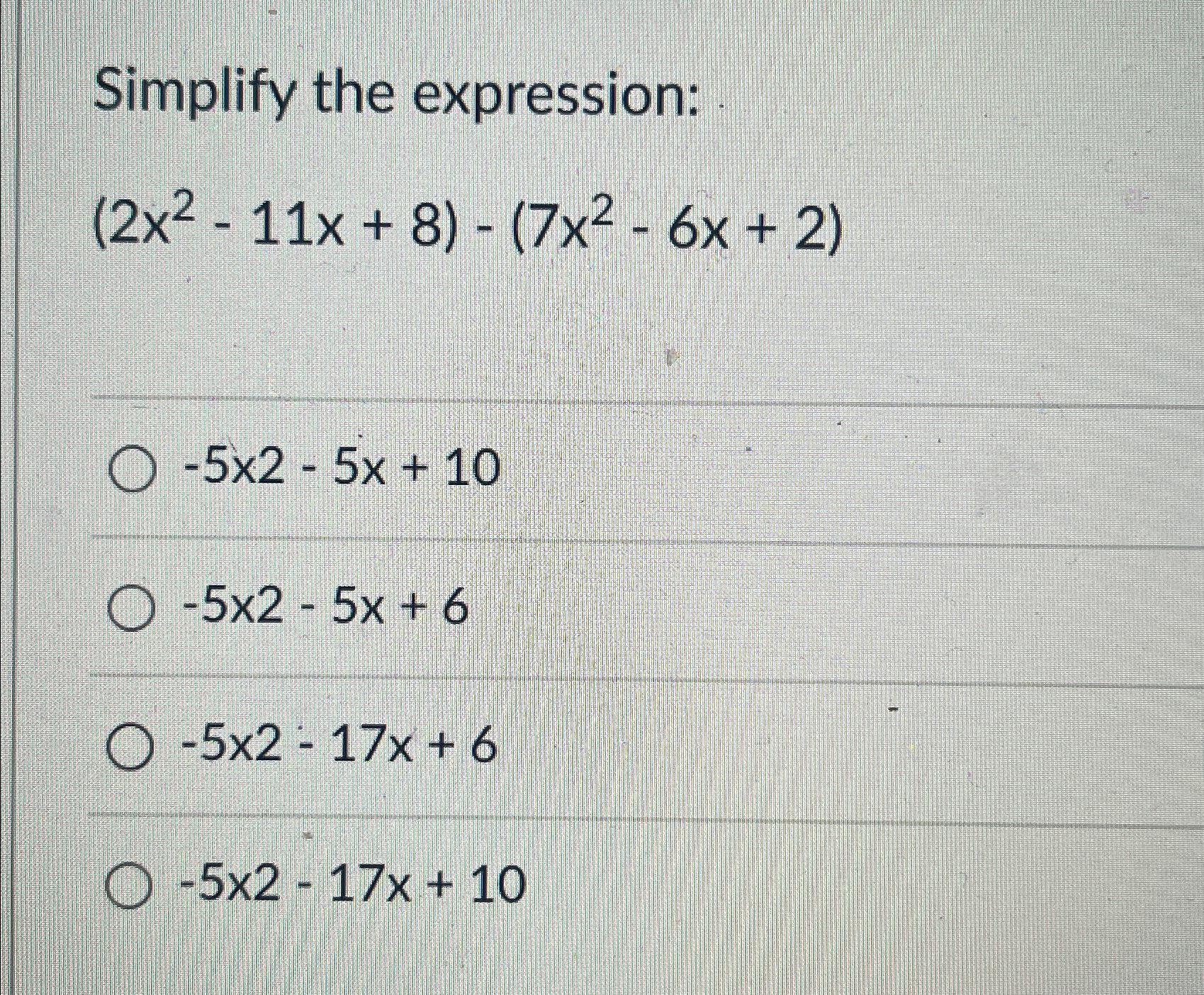 expand and simplify 8 x 5 )  2 3x 6