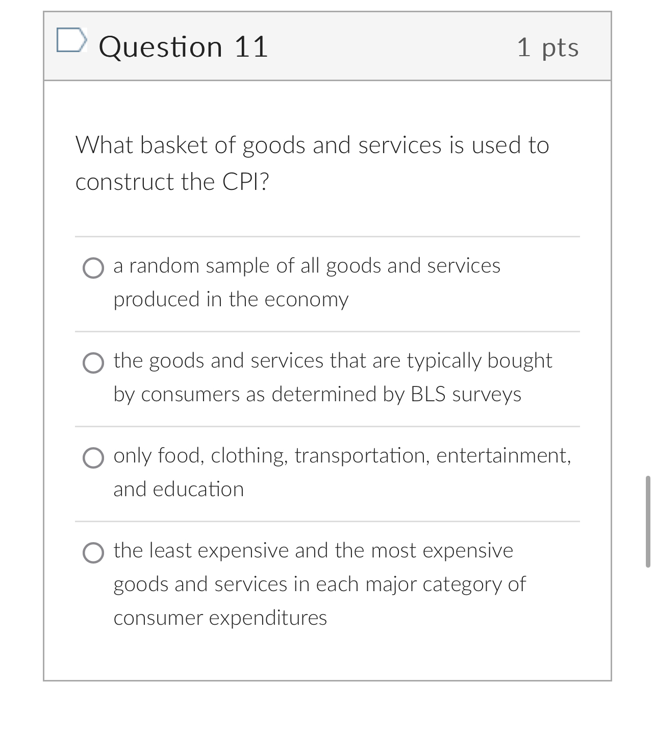 Solved Question 111 ﻿ptsWhat basket of goods and services is