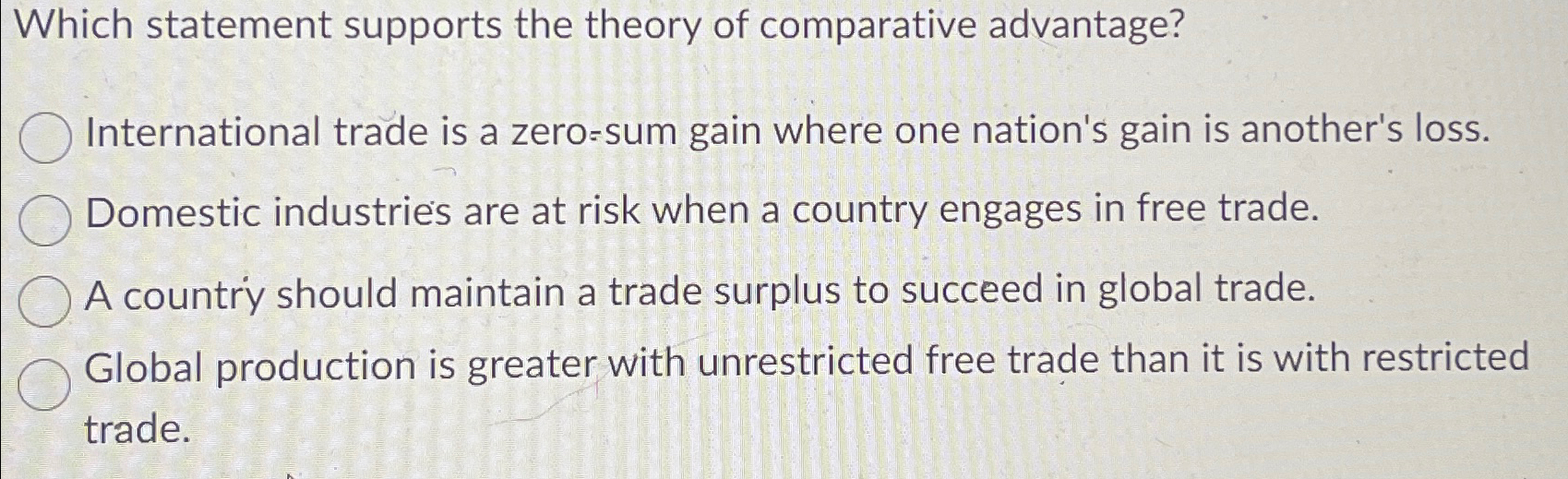 Solved which statement supports the theory of comparative chegg
