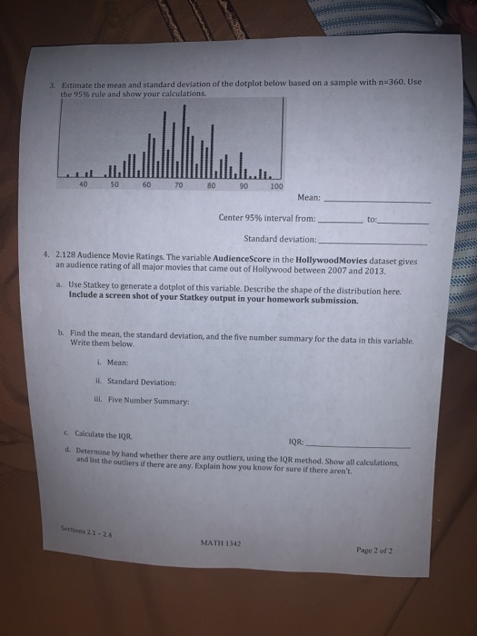 Solved 3. Estimate the mean and standard deviation of the | Chegg.com