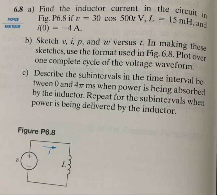 Solved MULTISIM 6.8 a) Find the inductor current in the