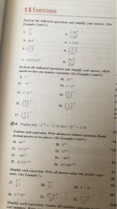 Solved 1.5 Exercises Perform the indicated operations and | Chegg.com