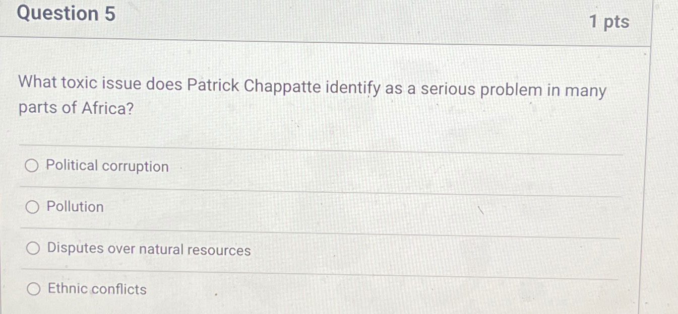 Solved Question 51ptsWhat toxic issue does Patrick Chappatte | Chegg.com