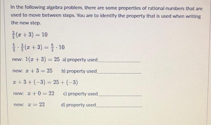 Solved In the following algebra problem, there are some | Chegg.com