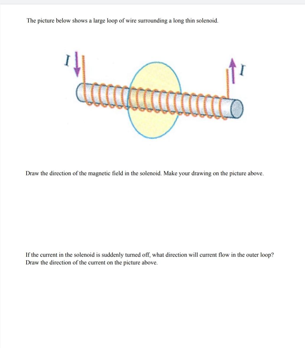 Solved The picture below shows a large loop of wire | Chegg.com