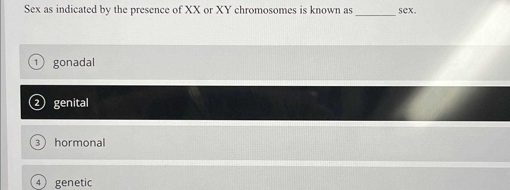 Solved Sex as indicated by the presence of xx ﻿or xY | Chegg.com