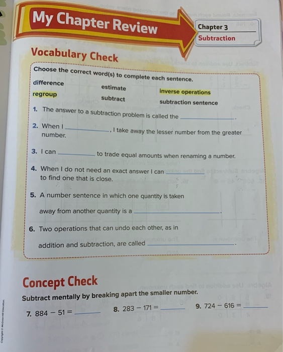 My Chapter Review Doo Chapter 3 Subtraction Chegg 