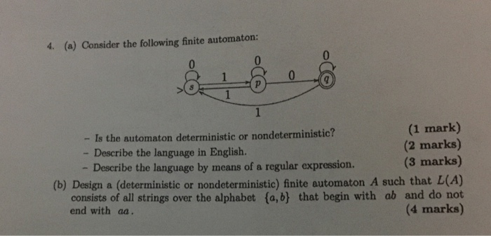 Solved 4. (a) Consider The Following Finite Automaton: - Is | Chegg.com