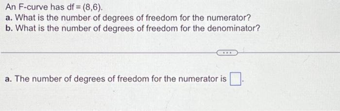 Solved An F-curve has df=(8,6). a. What is the number of | Chegg.com