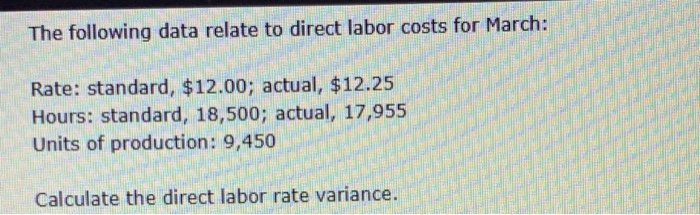 Solved The following data relate to direct labor costs for | Chegg.com