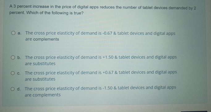 Solved A 3 ﻿percent increase in the price of digital apps | Chegg.com