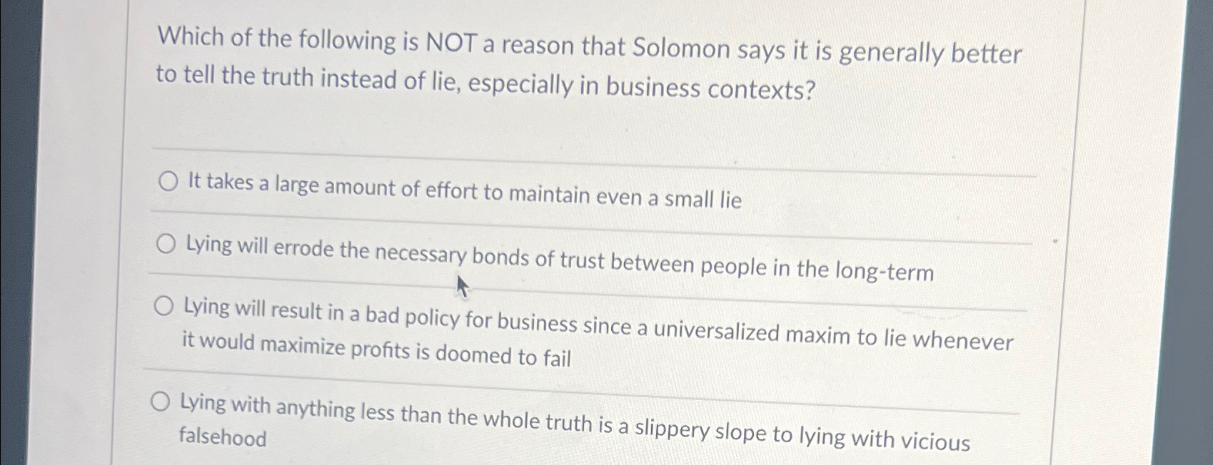 Solved Which of the following is NOT a reason that Solomon | Chegg.com