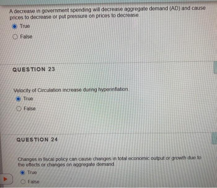 Solved A decrease in government spending will decrease | Chegg.com